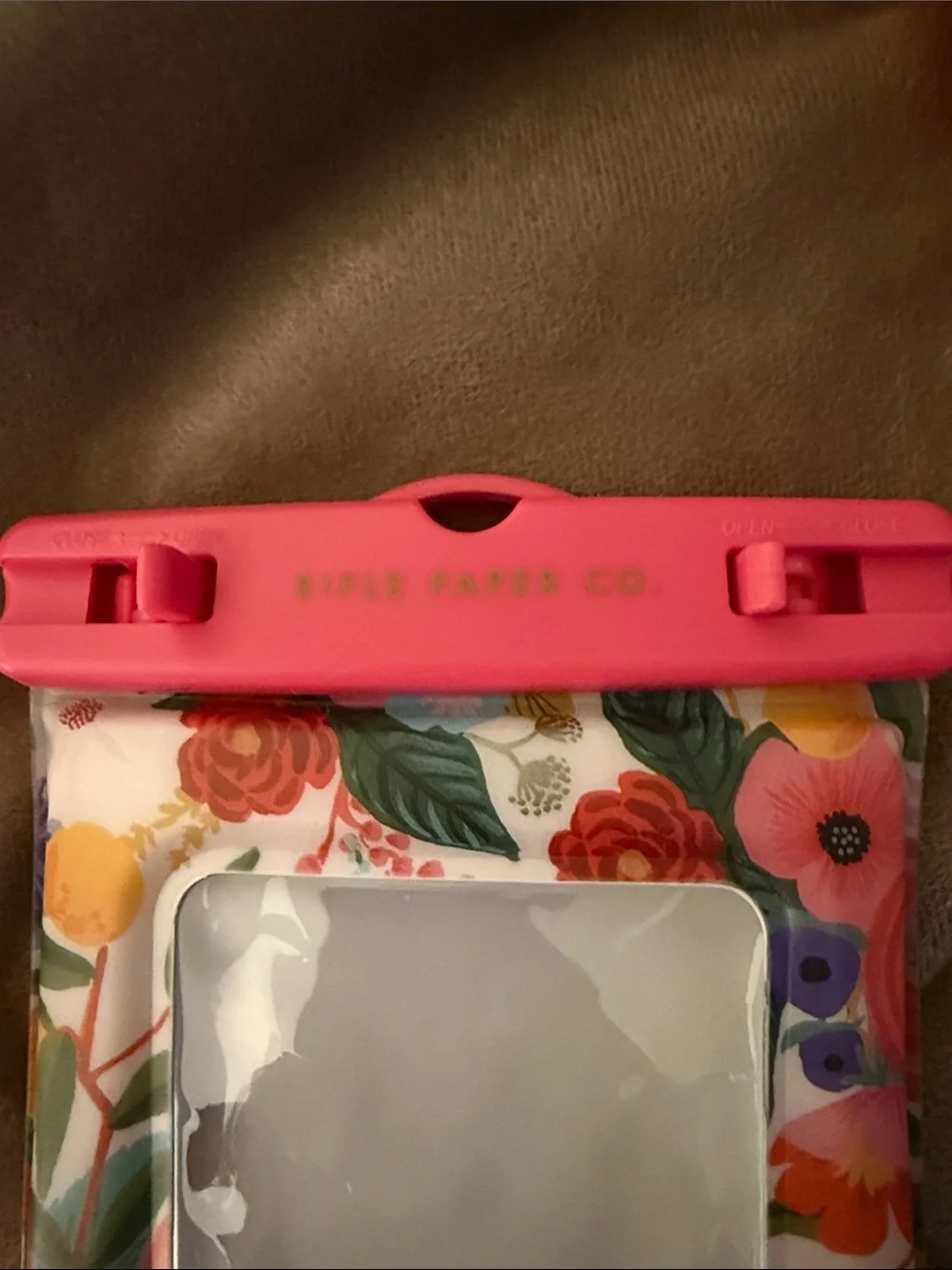 Rifle Paper Co. Floral Waterproof Phone Pouch with Pink Lanyard